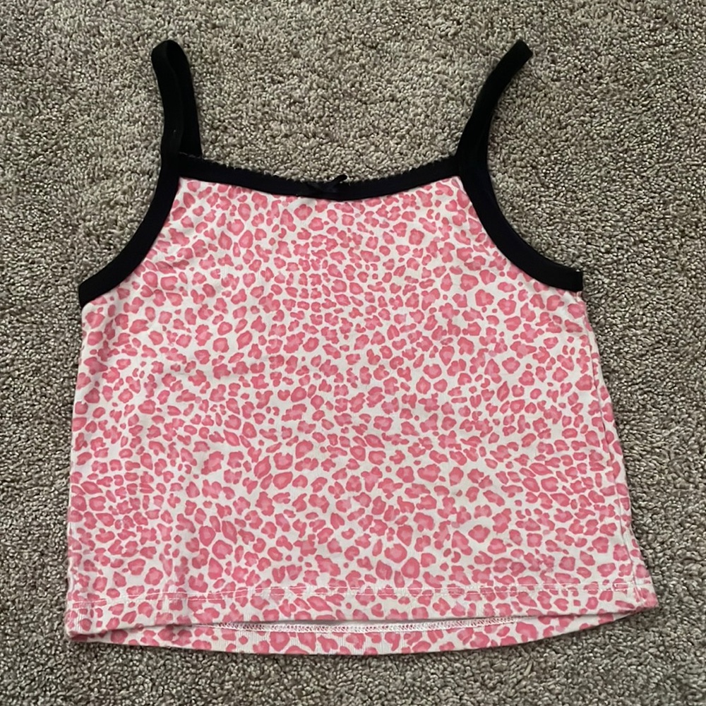 Brandy Melville pink cheetah print crop top